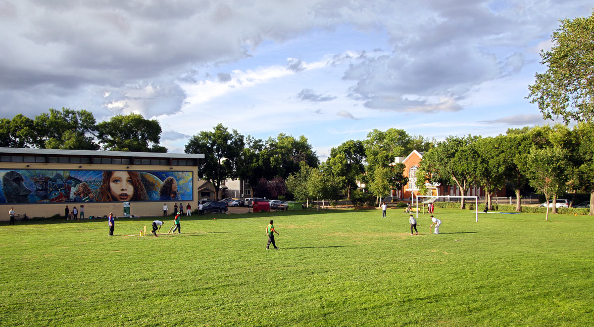 Cricket match at Giovanni Caboto Park in Edmonton Cricket match at Giovanni Caboto Park in Edmonton